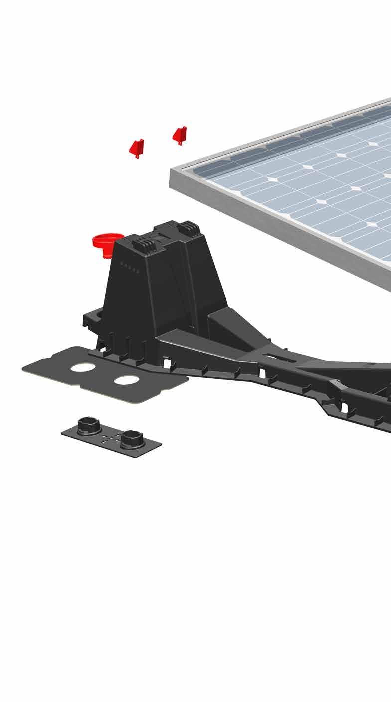 BauderSOLAR Systemet for flate tak De nye BauderSOLAR UK FD føttene er spesielt utviklet med tanke på store sammenhengende takflater.