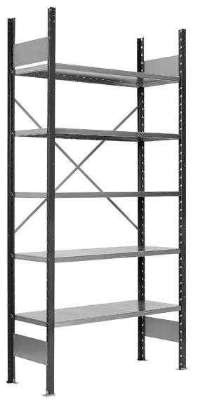 Komplette skap 2 perforerte yttergavler, ryggplate, dører og 5 galvaniserte hyller med hyllekroker. Startseksjon. Høyde 2100mm. Art. nr. 60 401 Dybde 300mm Art. nr. 60 402 Dybde 400mm Art.