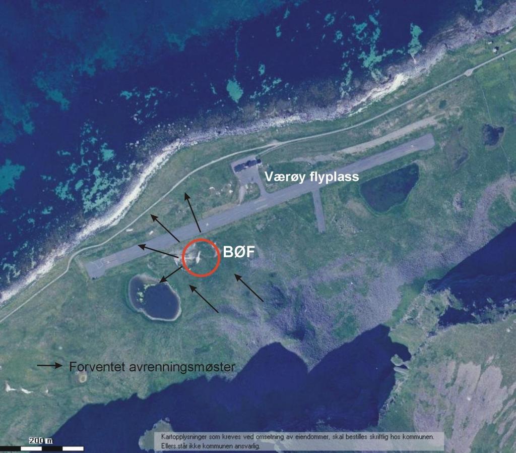 Figur 1 Værøy lufthavn med markering