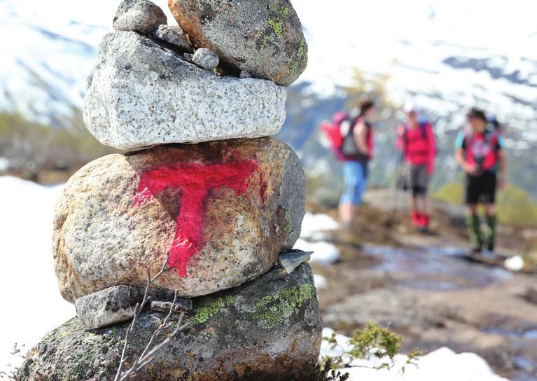 RØDMERKEDE LØYPER MELLOM HYTTE Foto: Svein Hogne Børven ANDRÈ MARTON PEDERS VELG HYBRID TURKAMERAT Mellom hyttene er det merkede løyper.