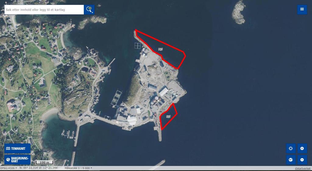 1 Tiltaket For å utvide eksisterende næringsareal på Naustholmen ved Lovund planlegges det utfylling i sjø av to områder på østsiden av holmen (Figur 1).