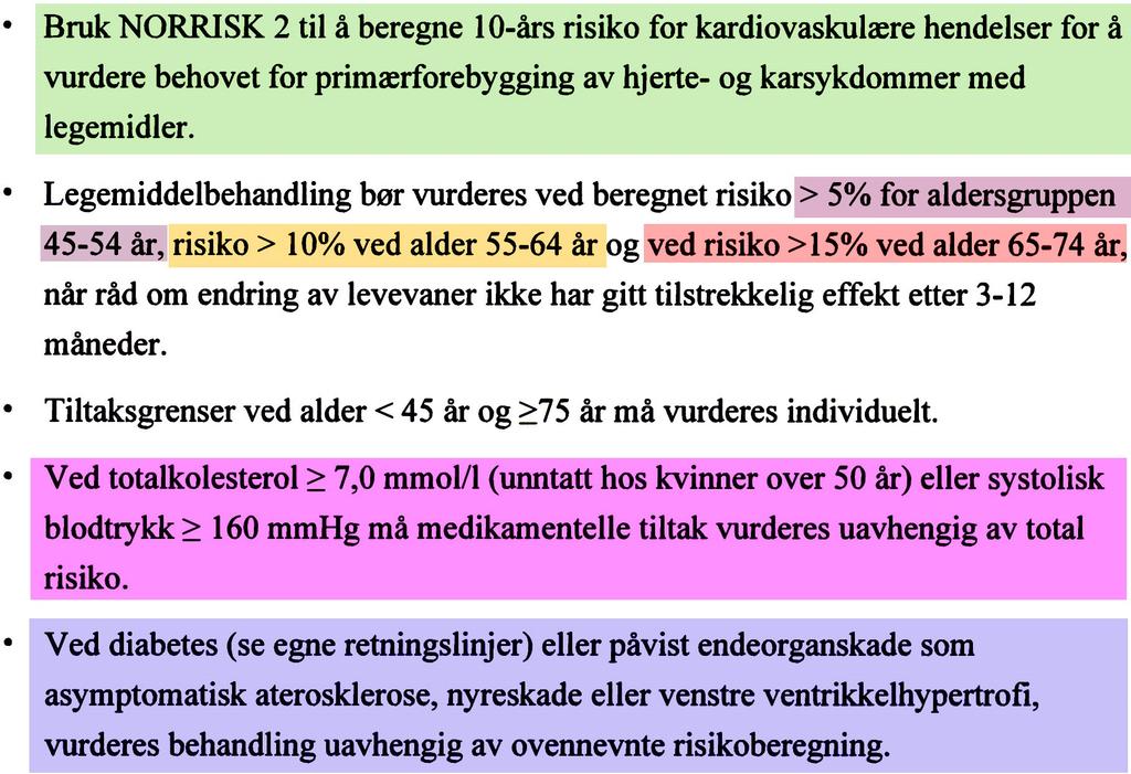 Nye (2017) norske anbefalinger om risikoberegning og grenser for
