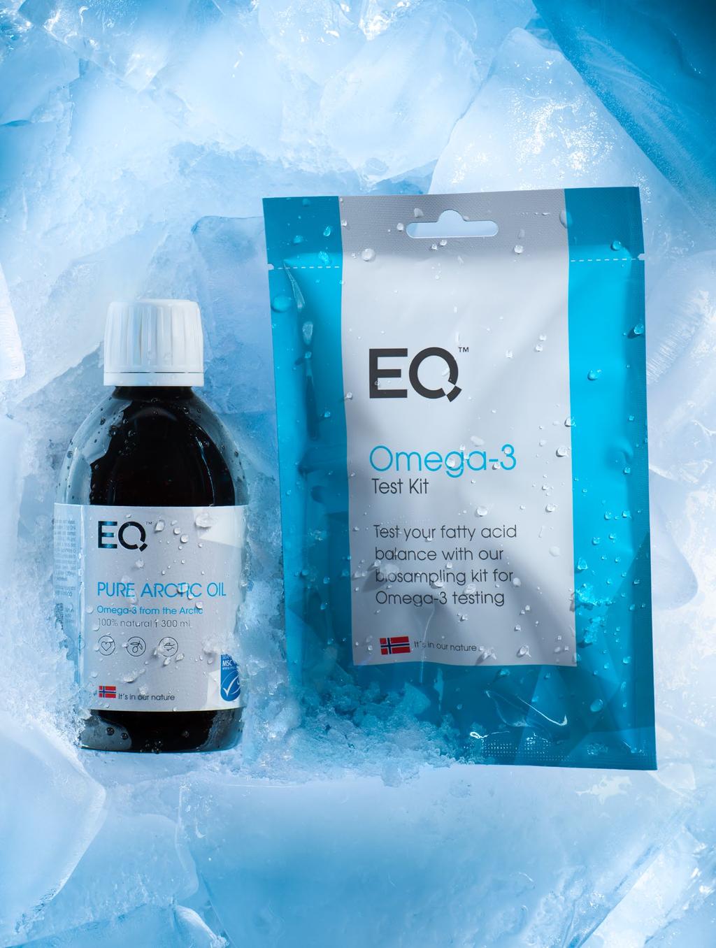 PRODUKTINFORMASJON EQ PURE ARCTIC OIL EQ PURE ARCTIC OIL ren omega-3 olje fra 100 % fersk, sporbar og bærekraftig arktisk villfisk Med økologisk, kaldpresset olivenolje og vitamin D3 tilsatt en frisk