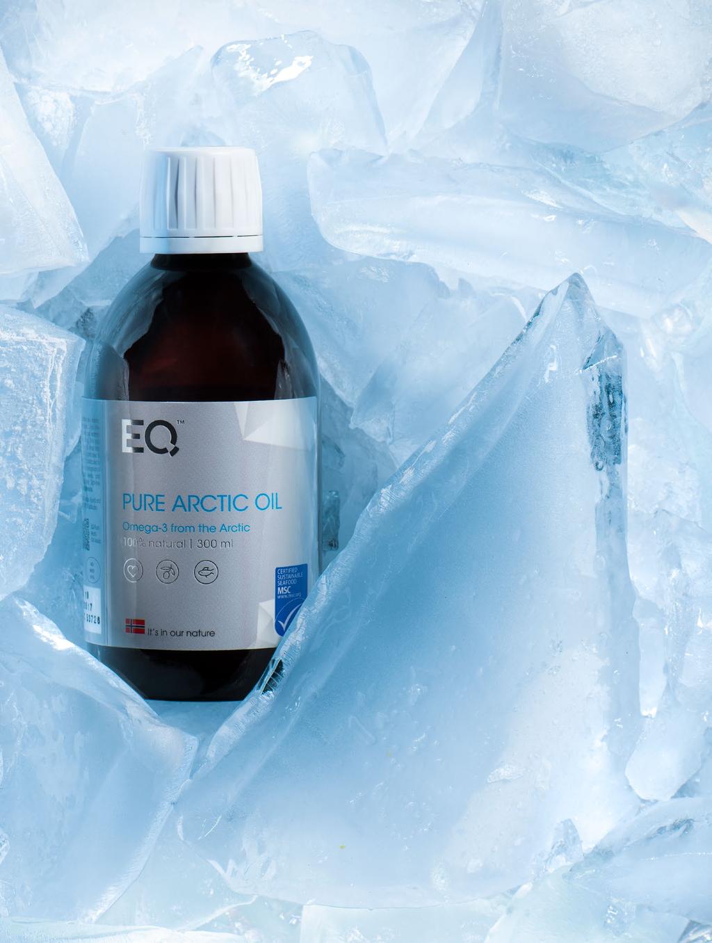 PRODUKTINFORMASJON EQ PURE ARCTIC OIL Godkjente helsepåstander i EU BRA FOR DITT HJERTE 250mg DHA og EPA bidrar til normal hjertefunksjon.