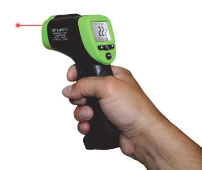 Termometer infrarød dobbelt, Elma 614 Elma 614 er nytt dobbbelt termometer som kan måle både berøringsfritt med IR, og med kontaktføler type K.