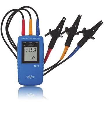 påvisning av et vekselspennings rotasjonsfelt L1 - L2 - L3. Instrumentet indikerer også om alle fasespenningene er tilstede.