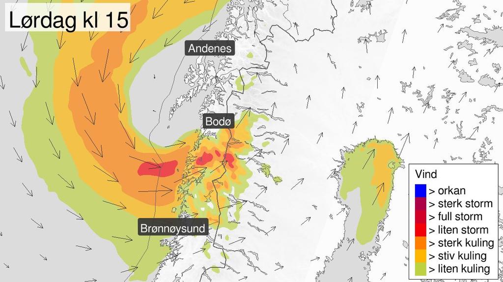 Melding til beredskapsbrukere: Det er sendt ut et nytt farevarsel med oransje aktsomhetsnivå fra Meteorologisk institutt, om kraftige vindkast på Helgeland og Salten lørdag.