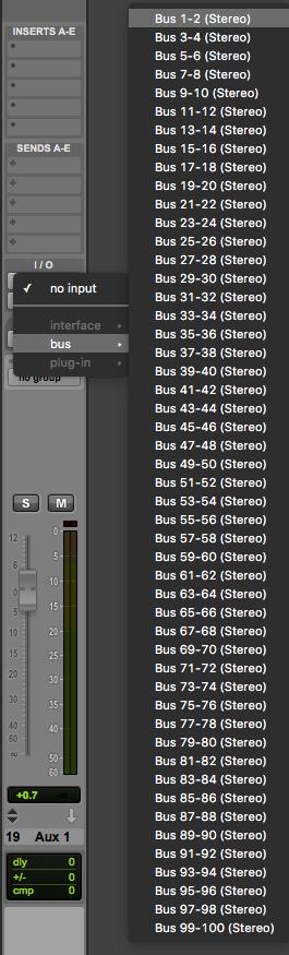 til relevant stereo bus.