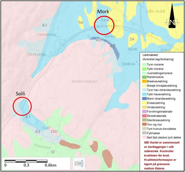 Mork favnes av dette området og supplerende totalsonderinger i 2017 indikerer heller ikke bløte løsmasser [3].
