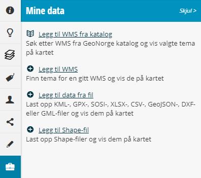 fl Etter at du har lagt til data, vises lagene i listen nederst.