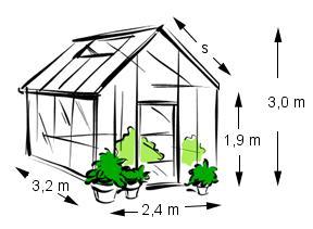 OPPGAVE 10, NATURBRUK Grete har et drivhus. Se figuren ovenfor. Hun vil legge heller på gulvet i drivhuset. Hellene er kvadratiske med sider 16 cm.