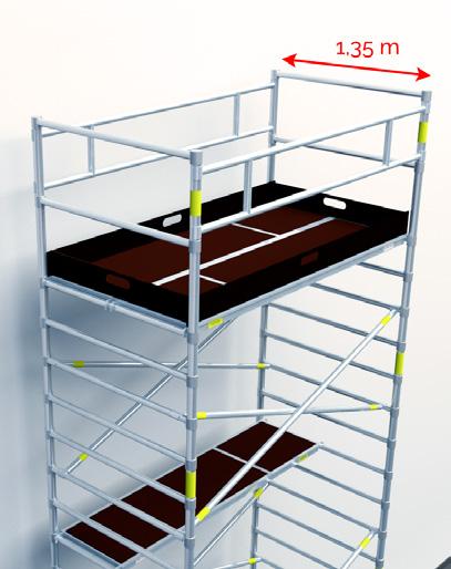 1,35 m Bredde: 2,5 m Arbeidshøyde: 6 m