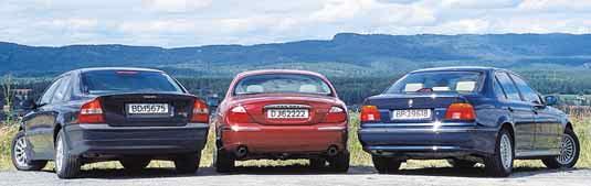 BIL test BMW 528i Jaguar S-Type Volvo S80 T6 Executive Pris 595.000,- 737.700,- 679.000,- Motor 6-syl. rekke V6 6-syl. rekke Sylindervolum 2.793 ccm 2.967 ccm 2.
