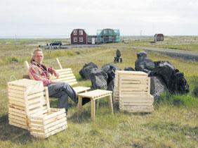 ekki af á þessum tímum, segir Óskar um nýjustu framleiðslu sína, grænmetiskassa sem hann framleiðir í nokkrum stærðum.