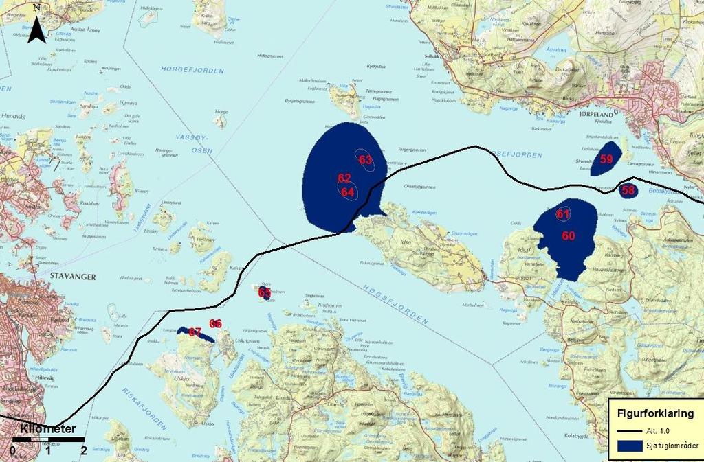 Ny 420 kv forbindelse Lyse Stølaheia Mai 2013 Tabell 5.12. Viktige lokaliteter for fugl i og ved trasé 1.0, Jøssang - Mariero. Nr.