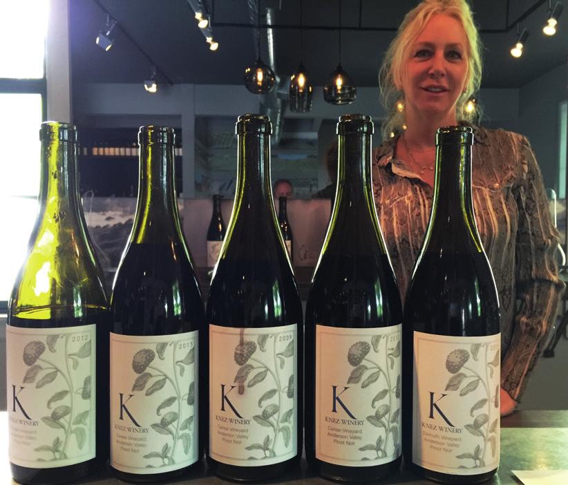 Jasmine Hirsch har gjort mye arbeid med å kartlegge alle vinmarkene sine. Et pent knippe Knez-viner presentert i kjelleren hos The Madrones i Anderson.