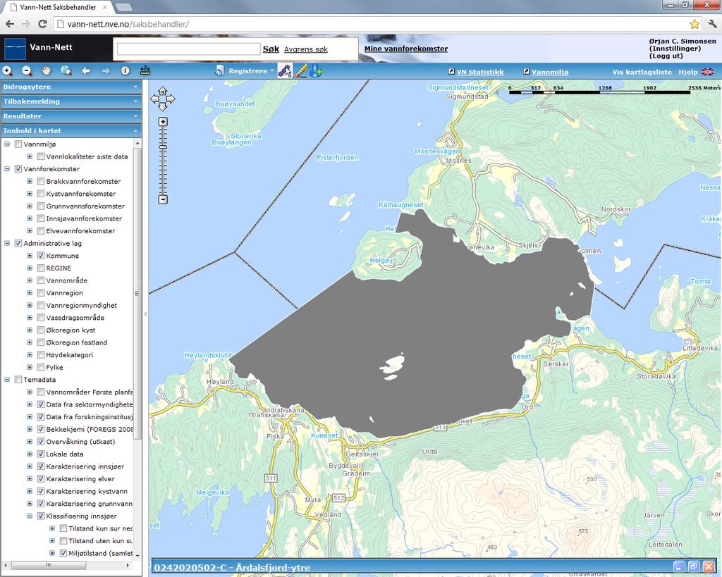 Årdalsfjord-ytre (0242020502-C) Beskyttet kyst / fjord Udefinert Mulig risiko Ukjent grad