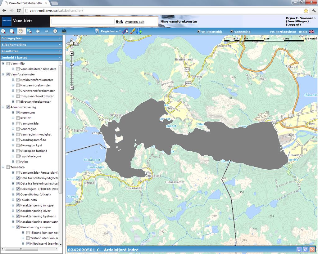 Årdalsfjord-indre (0242020501-C) Ferskvannspåvirket beskyttet fjord Udefinert Mulig risiko Ukjent grad Utslipp fra renseanlegg 2000 PE