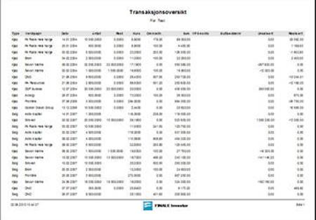 Sluttsedler kan også importeres fra fil i Tasett format eller fra en tabulatordel fil ( Excel ) både beholdninger fokusert på antall, virkelige verdier, bokførte verdier og