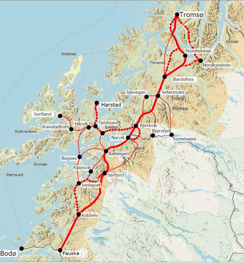 Korridoralternativer som vurderes nå (2) Bestilte korridoralternativer (fra