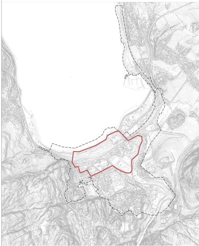 Sentrumsplan Hommelvik 10 4.2.1 Avgrensning og størrelse på planområdet Gjennom planprosessen har plangrensen blitt justert. Flere områder har nylig godkjente planer og er derfor tatt ut.