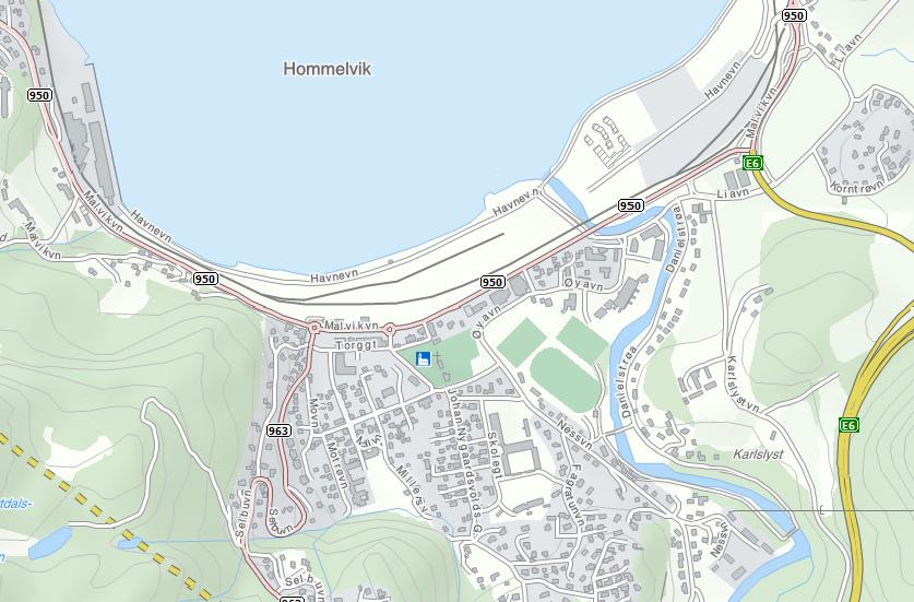 Sentrumsplan Hommelvik 15 Figur 8: I forbindelse med sentrumsplanarbeidet er det gjennomført en mulighetsstudie for veg og jernbane i Hommelvik.