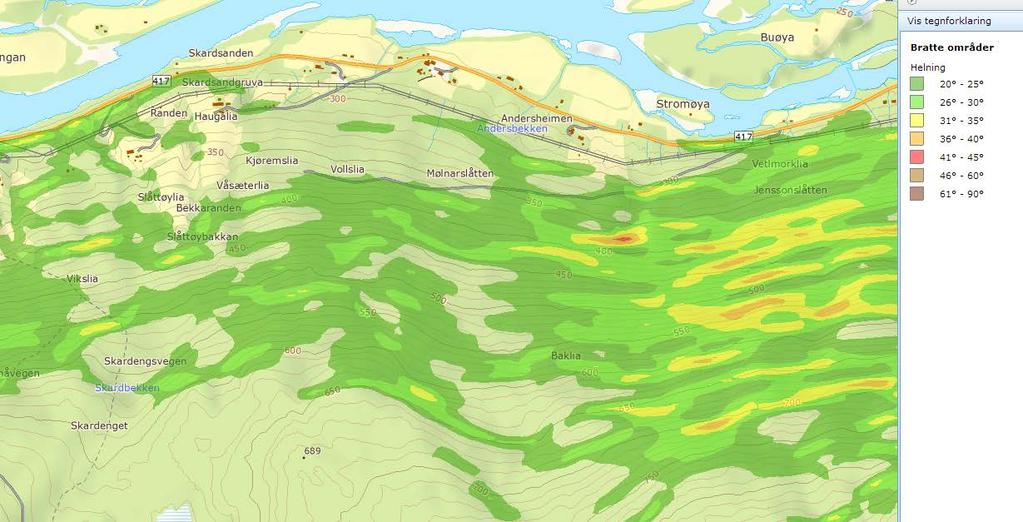 Myte 1:Helning > 30 grader problem? parameter for skredfare??? Grader tan(alfa) 1/X % 18.5 0.3346 3.0 33 20 0.3640 2.