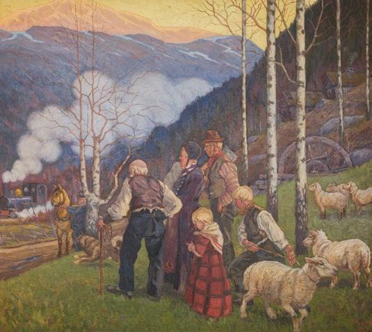 Kunstneren Severin Segelcke har to store malerier i samlingen. Det er «Rallarer» 1909 og «Første tog i Vestfjorddalen» 1909.