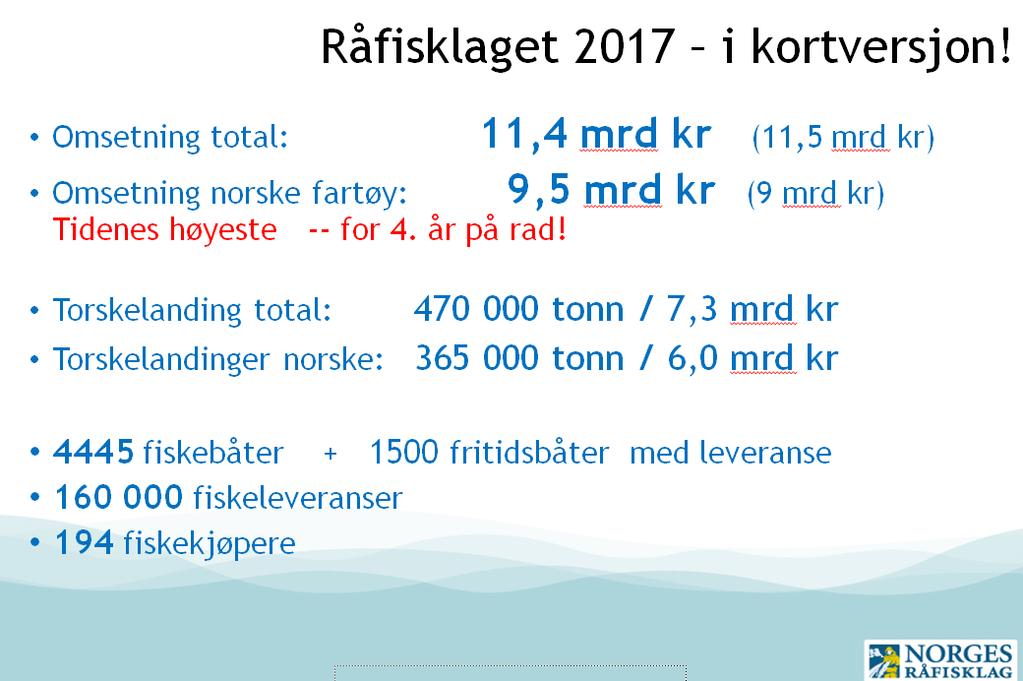 Nøkkeltall Norges Råfisklag 2017