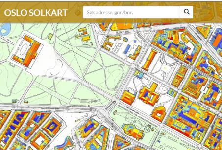 Sol/skyggeforhold Plan- og bygningsetaten (PBE) i Oslo kommune har laget et solkart som viser innkommende solstråling til hver bygning i Oslo, hvor skyggeeffekter fra omliggende strukturer er tatt