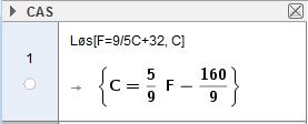 1..17 Sammenhengen mellom fahrenheitgrader og celsiusgrader er gitt ved formelen 9 F C 5 Her står C for temperaturen målt