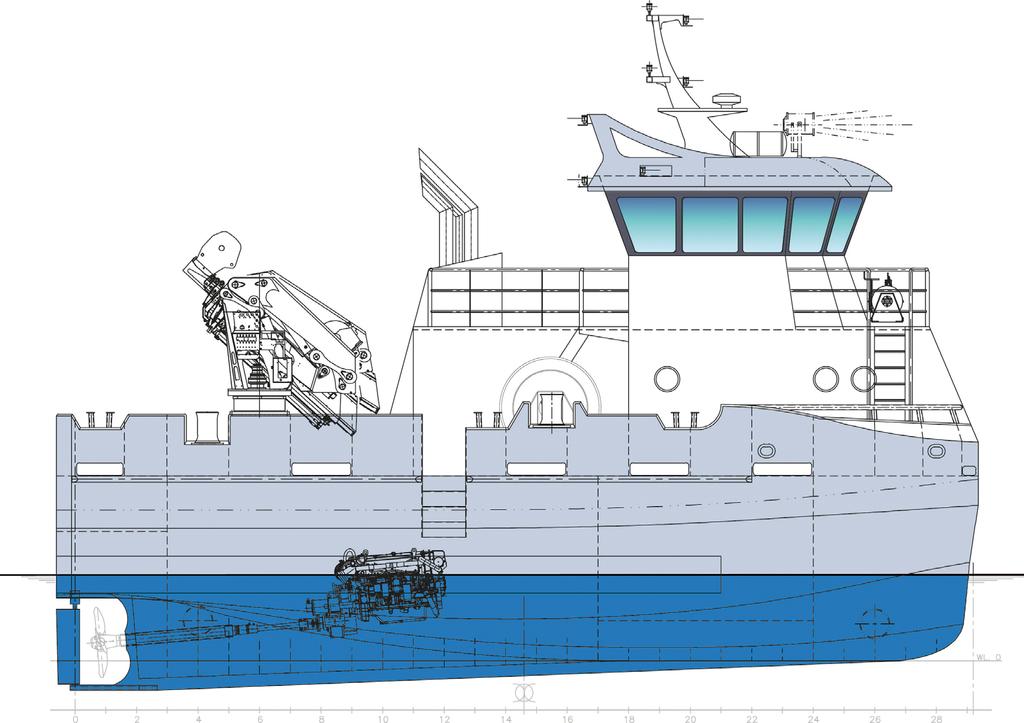 Beskrivelse: Denne beskrivelse med tilhørende arrangementstegning beskriver en katamaran som skal betjene oppdrettsanlegg.