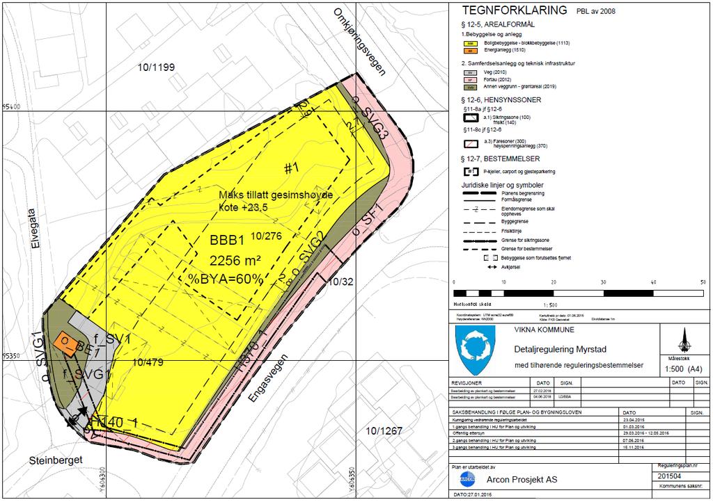 datert 04.06.2018. Se vedlegg nr. 9-13. Det er kommentert enkelte punkter som ikke er justert, av mindre viktig karakter. Dette anses ikke å være nødvendig for å sluttbehandle planen.