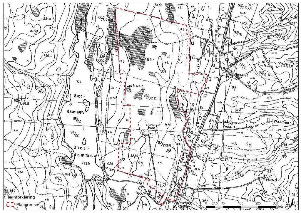 Kart 3: ØK-kart som viser opprinnelige gårdsnummer innenfor planområdet.