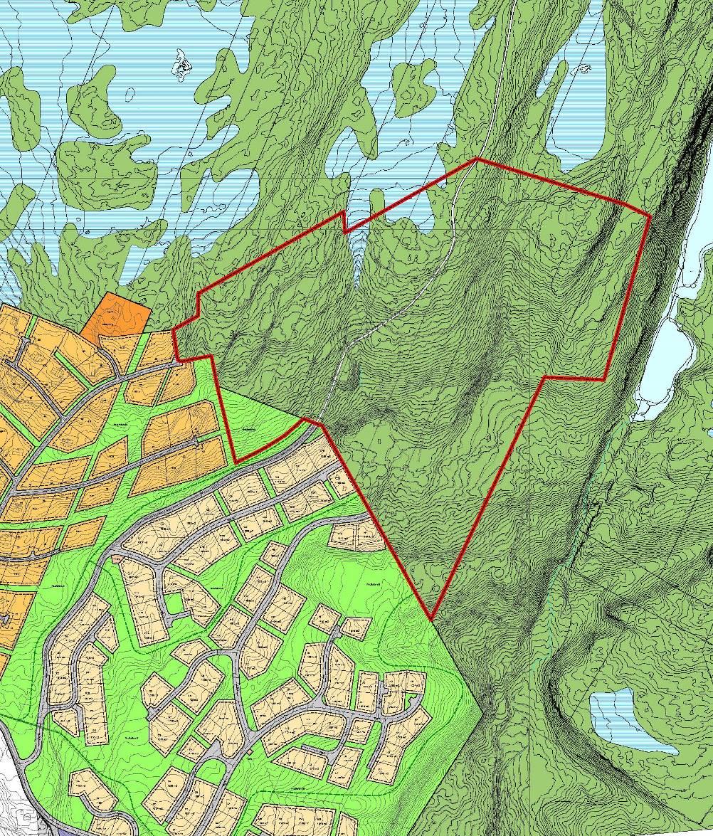 4 Planområdet for Høgsvea vist sammen med eksisterende reguleringsplan (med endringsforslag for tomt K4 - K7).