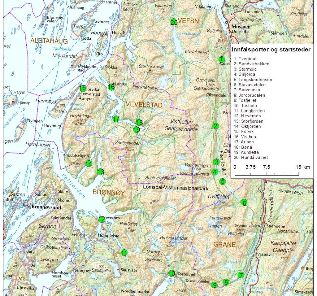 11 2.2 Kunnskap om friluftsliv Lomsdal-Visten har mange startsteder.