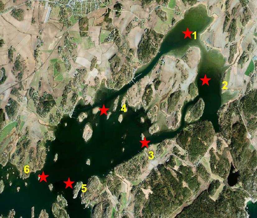 15 Figur 14: Kart/foto over Viksfjorden der stasjoner for vannprøver er merket