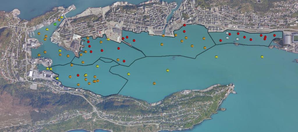 1 Innledning Figur 1-5 Høyeste påviste tilstandsklasse for PAH, fra 2006-2013.