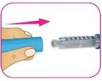 D - Sett beskyttelseshetten tilbake på sylinderampullen. E - Oppbevar pennen i romtemperatur (under 30 C). Ikke oppbevar pennen med en påsatt brukt kanyle. Trinn 8.