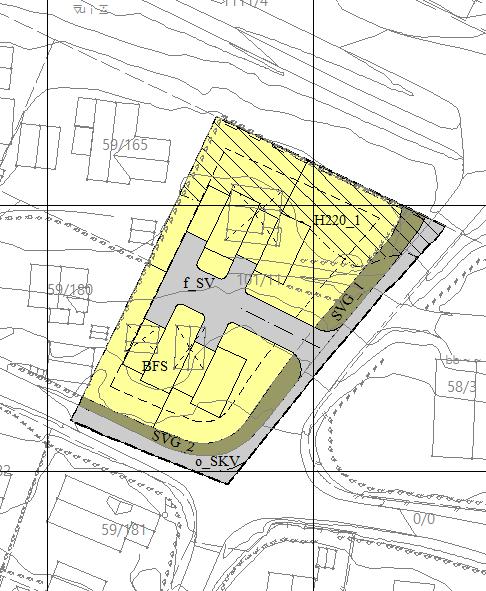 3.4 Planlagt situasjon Kart 2 viser hvordan byggene planlegges plassert og skisse 1-4 viser hvordan rominndelingen er planlagt i hver etasje.