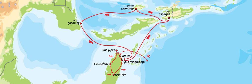 Dagsprogram Dag 1: Avreise fra Norge og ankomst Miami Det blir avgang fra Oslo med ankomst i Miami senere samme dag. Dere er selv ansvarlig for transport fra flyplassen til hotellet i Miami.