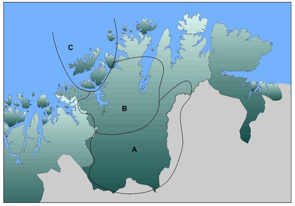 2 Studieområde Studieområdet i Vest-Finnmark ligger mellom 68 24 N og 71 00 N.