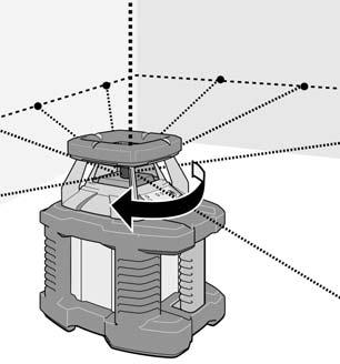Når nivelleringen er avsluttet begynner laseren å rotere.
