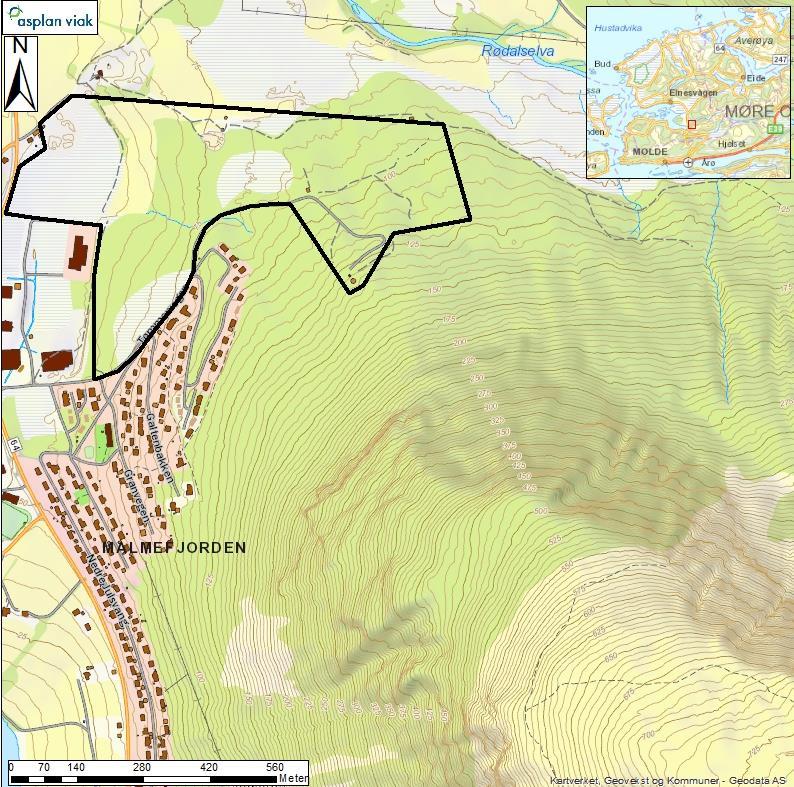 1 INNLEIING Asplan Viak AS er engasjert av Fræna kommune for å gjennomføra ein vurdering av skredfare for ein reguleringsplan i Malmefjorden, Fræna kommune (Figur 1).
