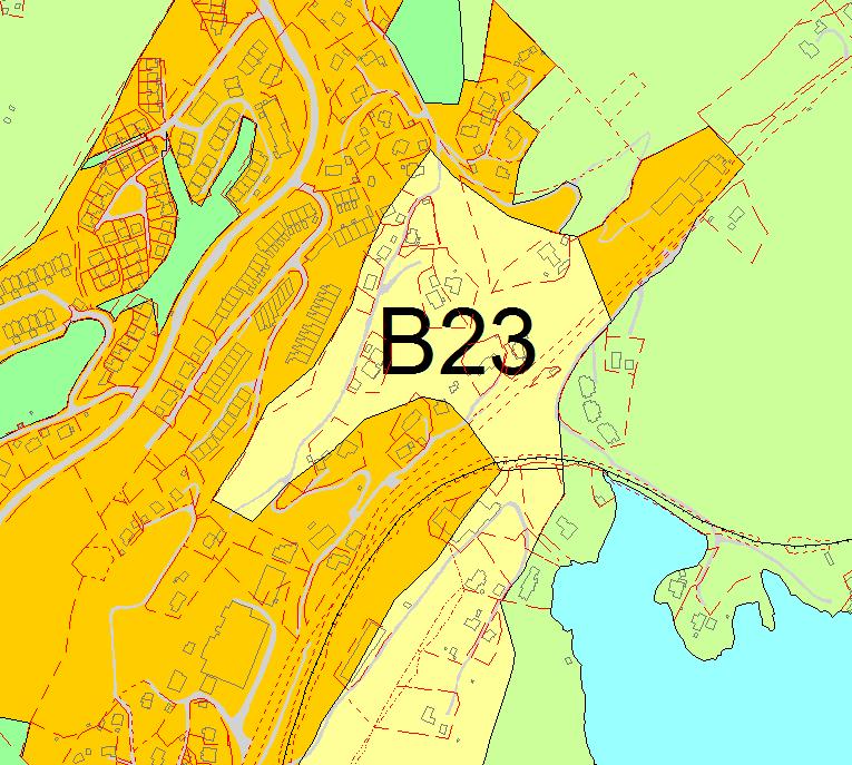 B23 Helldal Fana 1:4000 Kort beskrivelse Område B22 er på 57 daa og inneholder 11 boliger. Boligområde B23 er ikke i tråd med kommunens fortettingsstrategi.
