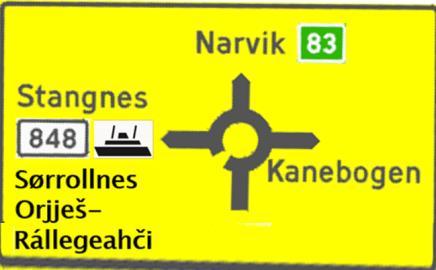 83 hp 03 km 0, 072 - Sørrollnes/Orjješ-Rállegeahči eksisterende skilting: Skilt nr.