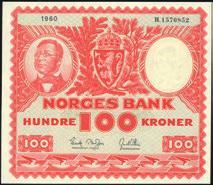 2 100,- 1330 100 kroner 1960, serie H.1570852.
