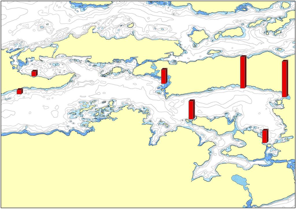 Tabell 17. Konsentrasjonen av tribromanisole (TBA) i skallinnmat fra taskekrabbe fra 7 stasjoner i Åsefjorden og omkringliggende områder. Stasjon % fett TBA (ng/g fett) TBA (ng/g v.v.) St.