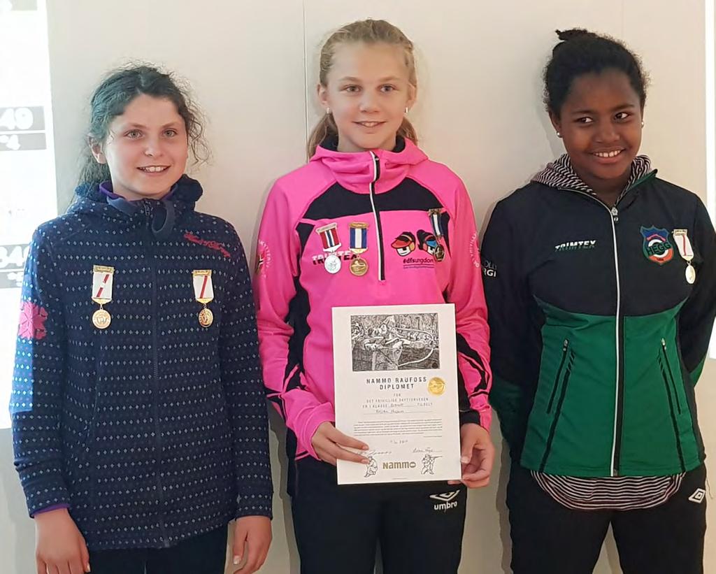 Premieutdeling LDK bane: Tredobbelt med jenter: 1. Kristin Husum, 2. Elina Østerbø, 3. Sara Sofie Hegg Kristin Husum har hatt ein god sesong med fleire gode prestasjonar.