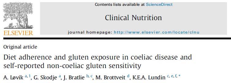 Etterlevelse av GFK hos ikke cøliakisk glutensensitive Gluten exposure (in non adherent subjects) Diet adherence did not differ statistically